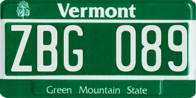 VT license plate ZBG089