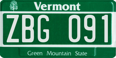 VT license plate ZBG091