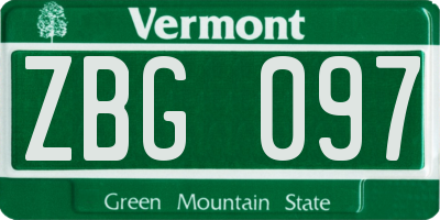 VT license plate ZBG097