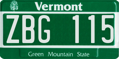 VT license plate ZBG115