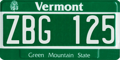 VT license plate ZBG125