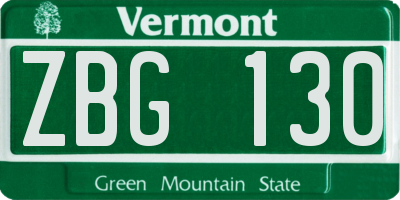 VT license plate ZBG130