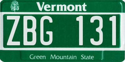 VT license plate ZBG131