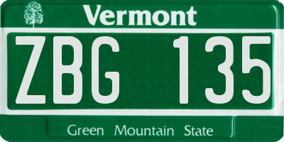 VT license plate ZBG135