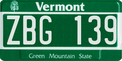 VT license plate ZBG139