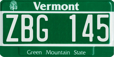VT license plate ZBG145