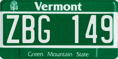 VT license plate ZBG149