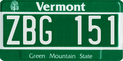 VT license plate ZBG151