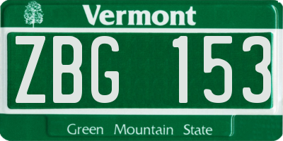 VT license plate ZBG153