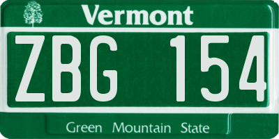 VT license plate ZBG154