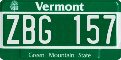 VT license plate ZBG157