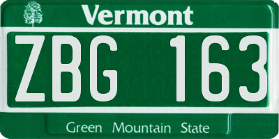 VT license plate ZBG163