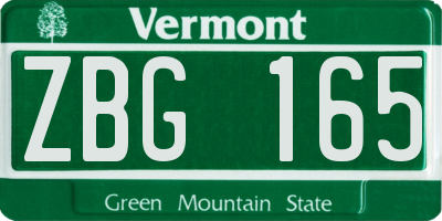 VT license plate ZBG165
