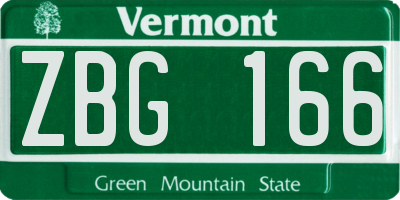 VT license plate ZBG166