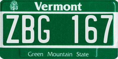 VT license plate ZBG167