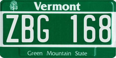 VT license plate ZBG168