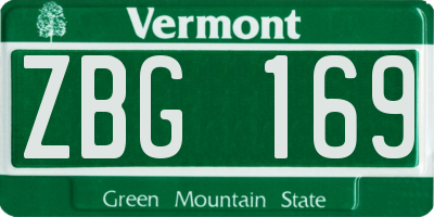 VT license plate ZBG169