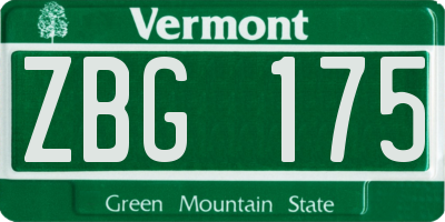 VT license plate ZBG175