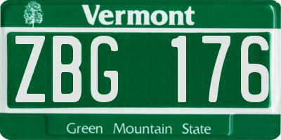 VT license plate ZBG176