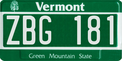 VT license plate ZBG181