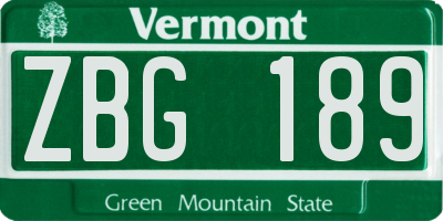 VT license plate ZBG189