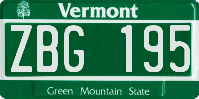 VT license plate ZBG195