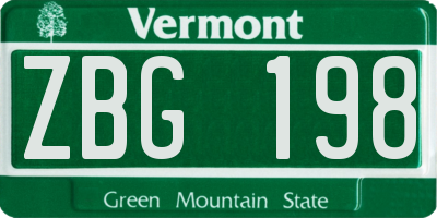 VT license plate ZBG198