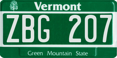 VT license plate ZBG207
