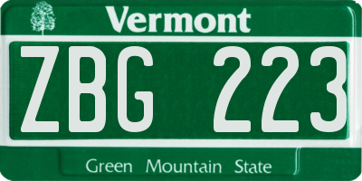 VT license plate ZBG223