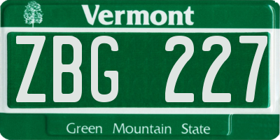 VT license plate ZBG227