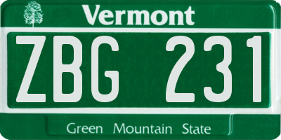 VT license plate ZBG231