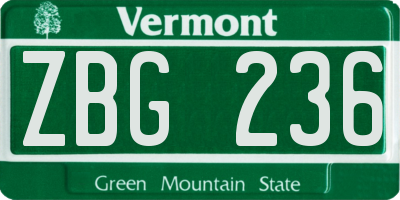 VT license plate ZBG236