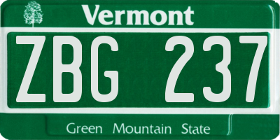 VT license plate ZBG237