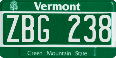 VT license plate ZBG238