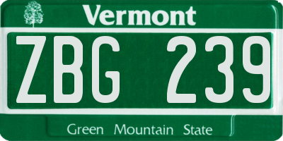 VT license plate ZBG239