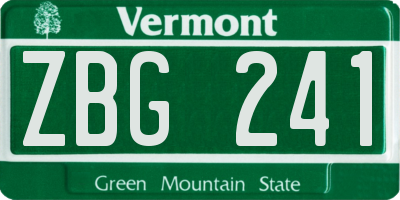 VT license plate ZBG241