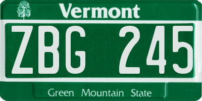 VT license plate ZBG245