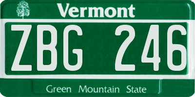 VT license plate ZBG246
