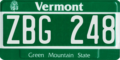 VT license plate ZBG248