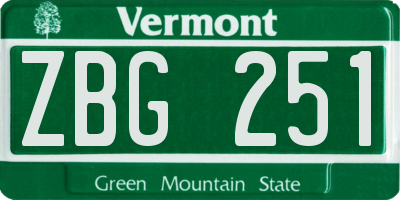 VT license plate ZBG251