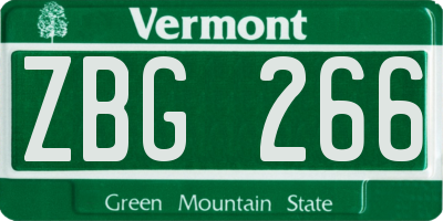 VT license plate ZBG266