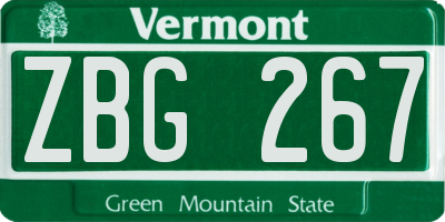 VT license plate ZBG267