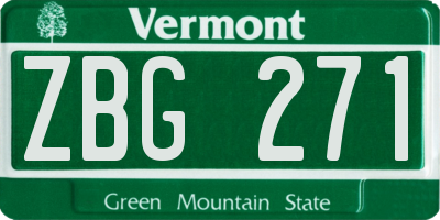 VT license plate ZBG271