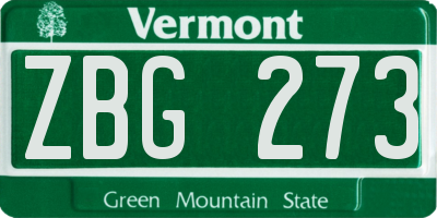 VT license plate ZBG273