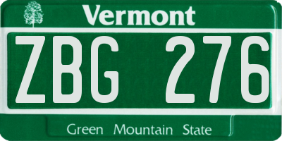 VT license plate ZBG276