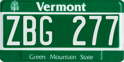 VT license plate ZBG277