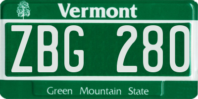 VT license plate ZBG280