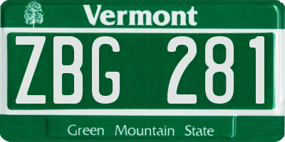 VT license plate ZBG281