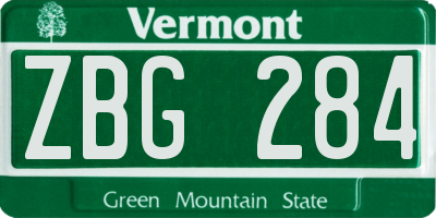 VT license plate ZBG284