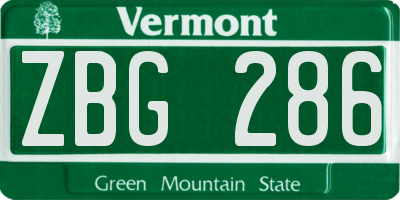 VT license plate ZBG286